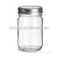 High Quality Wholesale 12 oz Eco Clear Custom Glass Jar Mason with Silver Lid